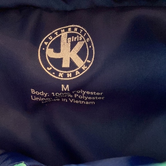 J. Khaki Mint and Navy Striped Quilted Full Zip Puffer Vest‎ Two Pockets Girls M - Picture 4 of 5